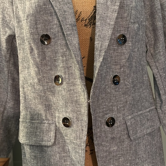 NWT New York & Company-7th Avenue Design Studio Linen Blend 3/4 Sleeve Blazer - Picture 3 of 13
